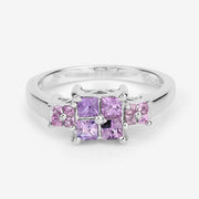 Bids.com 0.96 Carat Genuine Pink Sapphire  .925 Sterling Silver Ring Rings Light Gray size 5.00,size 6.00,size 7.00,size 8.00,size 9.00