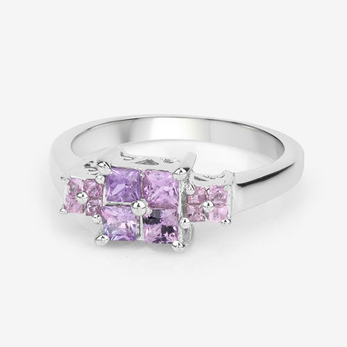 Bids.com 0.96 Carat Genuine Pink Sapphire  .925 Sterling Silver Ring Rings Lavender size 5.00,size 6.00,size 7.00,size 8.00,size 9.00