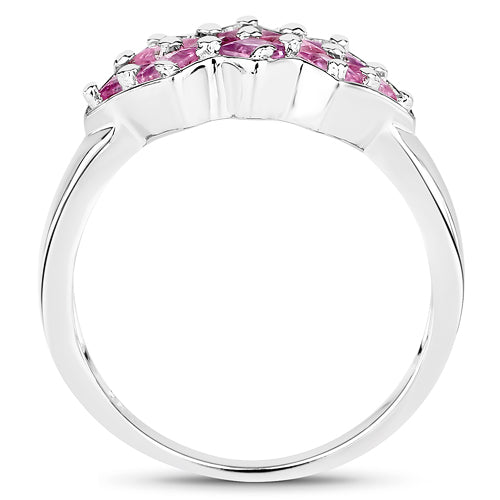 Bids.com 1.20 Carat Genuine Pink Sapphire .925 Sterling Silver Ring Rings White Smoke size 7.00,size 5.00,size 6.00,size 8.00,size 9.00