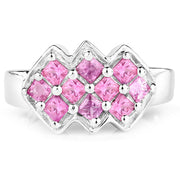 Bids.com 1.20 Carat Genuine Pink Sapphire .925 Sterling Silver Ring Rings White Smoke size 7.00,size 5.00,size 6.00,size 8.00,size 9.00
