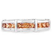 Bids.com 1.08 Carat Genuine Orange Sapphire .925 Sterling Silver Ring Rings Light Gray size 6.00,size 7.00,size 8.00,size 9.00,size 5.00,size 10.00