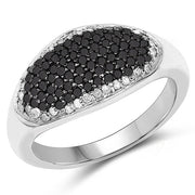 Bids.com 0.46 Carat Genuine Black Diamond and White Diamond .925 Sterling Silver Ring Rings White Smoke size 6.00,size 7.00,size 8.00,size 9.00