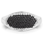 Bids.com 0.46 Carat Genuine Black Diamond and White Diamond .925 Sterling Silver Ring Rings White Smoke size 6.00,size 7.00,size 8.00,size 9.00