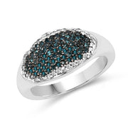 Bids.com 0.45 Carat Genuine Blue Diamond and White Diamond .925 Sterling Silver Ring Rings White Smoke size 6.00,size 7.00,size 8.00,size 9.00