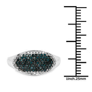 Bids.com 0.45 Carat Genuine Blue Diamond and White Diamond .925 Sterling Silver Ring Rings White Smoke size 6.00,size 7.00,size 8.00,size 9.00