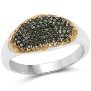 Bids.com 0.45 Carat Genuine Green Diamond and Yellow Diamond .925 Sterling Silver Ring Rings White Smoke size 6.00,size 7.00,size 8.00,size 9.00