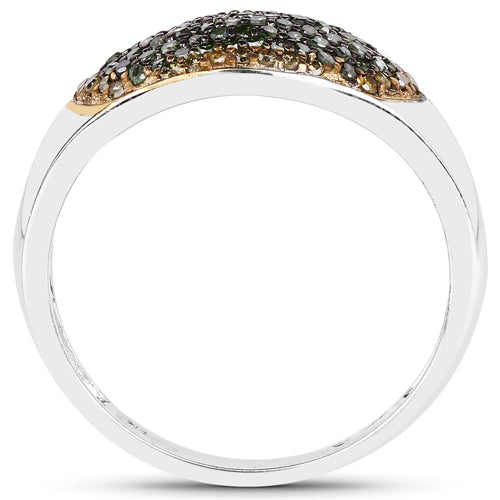 Bids.com 0.45 Carat Genuine Green Diamond and Yellow Diamond .925 Sterling Silver Ring Rings White Smoke size 6.00,size 7.00,size 8.00,size 9.00