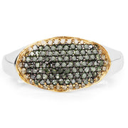 Bids.com 0.45 Carat Genuine Green Diamond and Yellow Diamond .925 Sterling Silver Ring Rings White Smoke size 6.00,size 7.00,size 8.00,size 9.00