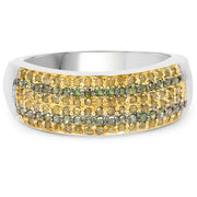 Bids.com 0.43 Carat Genuine Green Diamond and Yellow Diamond .925 Sterling Silver Ring Rings White Smoke size 6.00,size 7.00,size 10.00,size 8.00,size 9.00