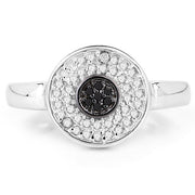 Bids.com 0.20 Carat Genuine Black Diamond and White Diamond .925 Sterling Silver Ring Rings White Smoke size 7.00,size 8.00,size 6.00,size 9.00