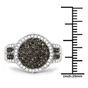 Bids.com 0.44 Carat Genuine Champagne Diamond and White Diamond .925 Sterling Silver Ring Rings White Smoke size 8.00,size 6.00,size 7.00,size 9.00,size 5.00