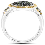Bids.com 0.44 Carat Genuine Green Diamond and Yellow Diamond .925 Sterling Silver Ring Rings White Smoke size 8.00,size 6.00,size 7.00,size 9.00