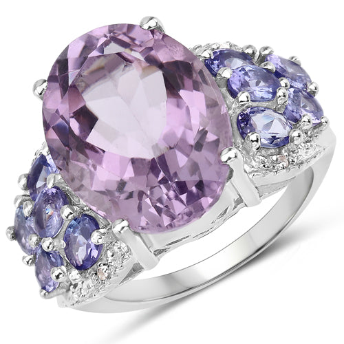 Bids.com 6.62 Carat Genuine Amethyst, Tanzanite and White Topaz .925 Sterling Silver Ring Rings White Smoke size 6.00,size 5.00,size 7.00,size 8.00,size 9.00