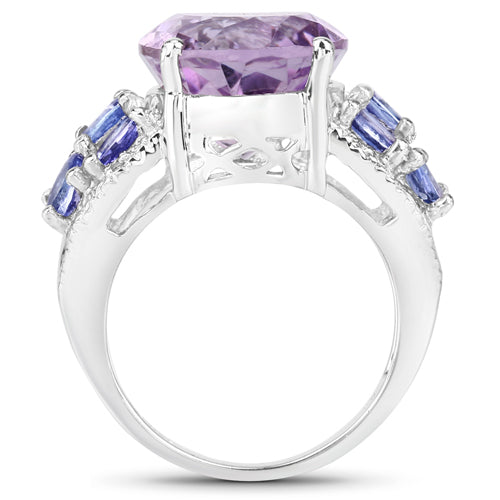Bids.com 6.62 Carat Genuine Amethyst, Tanzanite and White Topaz .925 Sterling Silver Ring Rings White Smoke size 6.00,size 5.00,size 7.00,size 8.00,size 9.00