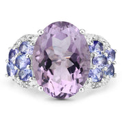 Bids.com 6.62 Carat Genuine Amethyst, Tanzanite and White Topaz .925 Sterling Silver Ring Rings White Smoke size 6.00,size 5.00,size 7.00,size 8.00,size 9.00