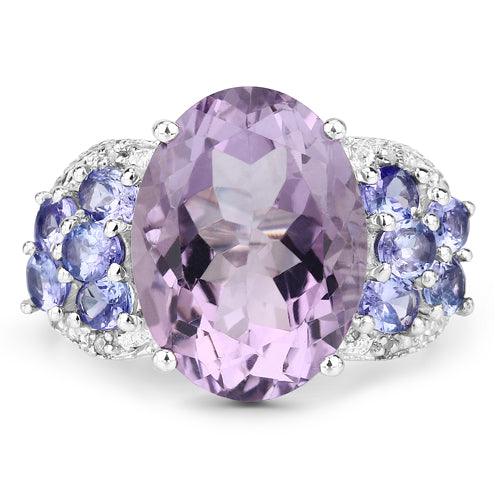 Bids.com 6.62 Carat Genuine Amethyst, Tanzanite and White Topaz .925 Sterling Silver Ring Rings White Smoke size 6.00,size 5.00,size 7.00,size 8.00,size 9.00