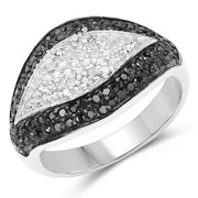Bids.com 0.51 Carat Genuine Black Diamond & White Diamond .925 Sterling Silver Ring Rings White Smoke size 6.00,size 7.00,size 8.00,size 9.00,size 5.00,size 10.00