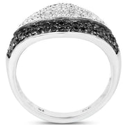 Bids.com 0.51 Carat Genuine Black Diamond & White Diamond .925 Sterling Silver Ring Rings White Smoke size 6.00,size 7.00,size 8.00,size 9.00,size 5.00,size 10.00