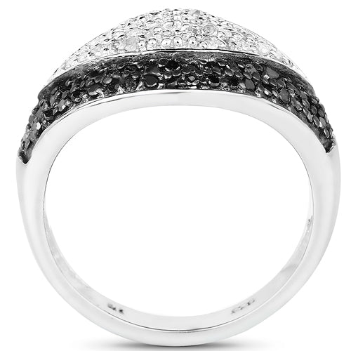 Bids.com 0.51 Carat Genuine Black Diamond & White Diamond .925 Sterling Silver Ring Rings White Smoke size 6.00,size 7.00,size 8.00,size 9.00,size 5.00,size 10.00