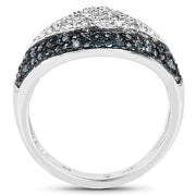 Bids.com 0.50 Carat Genuine Blue Diamond and White Diamond .925 Sterling Silver Ring Rings White Smoke size 6.00,size 7.00,size 8.00,size 9.00,size 5.00