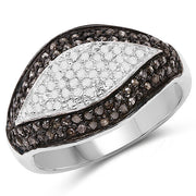 Bids.com 0.50 Carat Genuine Champagne Diamond and White Diamond .925 Sterling Silver Ring Rings White Smoke size 6.00,size 7.00,size 8.00,size 9.00,size 8.50