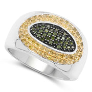 Bids.com 0.38 Carat Genuine Green Diamond and Yellow Diamond .925 Sterling Silver Ring Rings White Smoke size 7.00,size 6.00,size 8.00,size 9.00