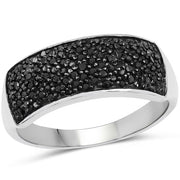 Bids.com 0.43 Carat Genuine Black Diamond .925 Sterling Silver Ring Rings White Smoke size 6.00,size 7.00,size 8.00,size 9.00