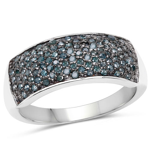 Bids.com 0.42 Carat Genuine Blue Diamond .925 Sterling Silver Ring Rings White Smoke size 6.00,size 7.00,size 8.00,size 9.00,size 5.00