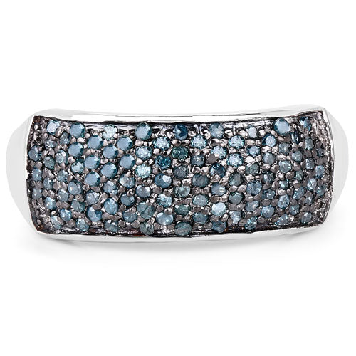 Bids.com 0.42 Carat Genuine Blue Diamond .925 Sterling Silver Ring Rings White Smoke size 6.00,size 7.00,size 8.00,size 9.00,size 5.00