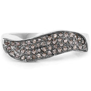 Bids.com 0.21 Carat Genuine Champagne Diamond .925 Sterling Silver Ring Rings White Smoke size 7.00,size 6.00,size 8.00,size 9.00