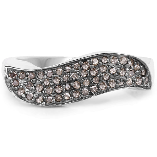 Bids.com 0.21 Carat Genuine Champagne Diamond .925 Sterling Silver Ring Rings White Smoke size 7.00,size 6.00,size 8.00,size 9.00