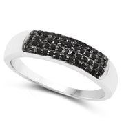 Bids.com 0.22 Carat Genuine Black Diamond .925 Sterling Silver Ring Rings White Smoke size 6.00,size 7.00,size 8.00,size 9.00