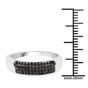 Bids.com 0.22 Carat Genuine Black Diamond .925 Sterling Silver Ring Rings White Smoke size 6.00,size 7.00,size 8.00,size 9.00