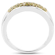 Bids.com 0.22 Carat Genuine Yellow Diamond .925 Sterling Silver Ring Rings White Smoke size 6.00,size 7.00,size 8.00,size 9.00
