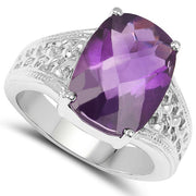 Bids.com 6.50 Carat Genuine Amethyst .925 Sterling Silver Ring Rings White Smoke size 7.00,size 6.00,size 8.00,size 9.00,size 6.50
