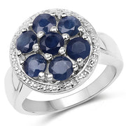Bids.com 2.10 Carat Genuine Blue Sapphire .925 Sterling Silver Ring Rings White Smoke size 6.00,size 8.00,size 7.00,size 9.00