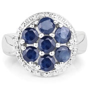 Bids.com 2.10 Carat Genuine Blue Sapphire .925 Sterling Silver Ring Rings White Smoke size 6.00,size 8.00,size 7.00,size 9.00