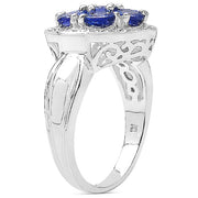 Bids.com 1.61 Carat Genuine Tanzanite .925 Sterling Silver Ring Rings White Smoke size 6.00,size 7.00,size 8.00,size 9.00