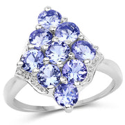 Bids.com 2.07 Carat Genuine Tanzanite .925 Sterling Silver Ring Rings White Smoke size 6.00,size 7.00,size 8.00,size 7.50,size 9.00