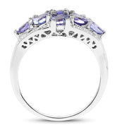Bids.com 2.07 Carat Genuine Tanzanite .925 Sterling Silver Ring Rings White Smoke size 6.00,size 7.00,size 8.00,size 9.00
