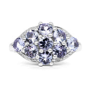 Bids.com 2.07 Carat Genuine Tanzanite .925 Sterling Silver Ring Rings White Smoke size 6.00,size 7.00,size 8.00,size 9.00