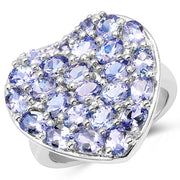 Bids.com 3.96 Carat Genuine Tanzanite .925 Sterling Silver Ring Rings White Smoke size 6.00,size 9.00,size 7.00,size 8.00,size 5.00,size 10.00