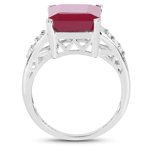 Bids.com 7.26 Carat Glass Filled Ruby and White Topaz .925 Sterling Silver Ring Rings White Smoke size 5.00,size 10.00,size 6.00,size 7.00,size 8.00,size 9.00