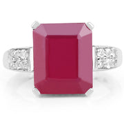 Bids.com 7.26 Carat Glass Filled Ruby and White Topaz .925 Sterling Silver Ring Rings White Smoke size 5.00,size 10.00,size 6.00,size 7.00,size 8.00,size 9.00