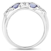 Bids.com 2.31 Carat Genuine Tanzanite .925 Sterling Silver Ring Rings White Smoke size 6.50,size 8.00,size 9.00,size 5.00,size 6.00,size 7.00