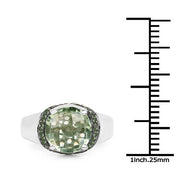 Bids.com 3.95 Carat Genuine Green Amethyst and Green Diamond .925 Sterling Silver Ring Rings White Smoke size 7.00,size 8.00,size 6.00,size 9.00