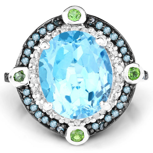 Bids.com 5.84 Carat Genuine Multi Stones .925 Sterling Silver Ring Rings White Smoke size 6.00,size 7.00,size 8.00,size 9.00