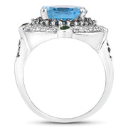 Bids.com 5.84 Carat Genuine Multi Stones .925 Sterling Silver Ring Rings White Smoke size 6.00,size 7.00,size 8.00,size 9.00,size 5.00