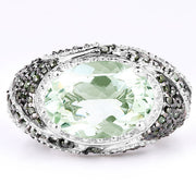 Bids.com 5.98 Carat Genuine Green Amethyst & Green Diamond .925 Sterling Silver Ring Rings White Smoke size 5.00,size 6.00,size 8.00,size 9.00,size 7.00,size 10.00