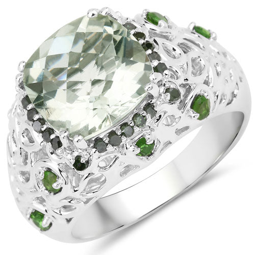 Bids.com 5.44 Carat Genuine Multi Stones .925 Sterling Silver Ring Rings White Smoke size 5.00,size 6.00,size 6.50,size 7.00,size 8.00,size 9.00
